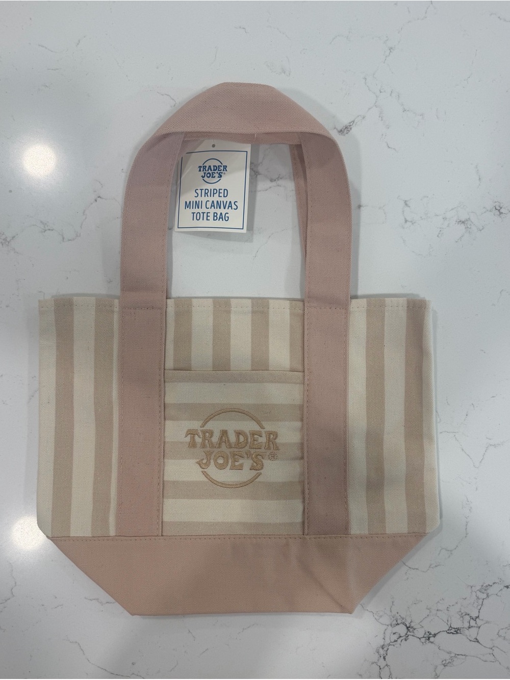 Tan & Cream Striped Mini Canvas Tote Bag